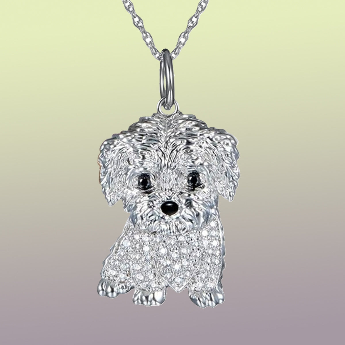 Cute Maltese Dog Animal Pendant Necklace