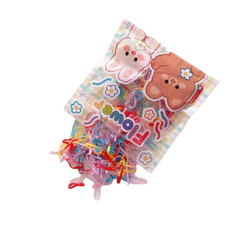 Cute Animal & Ice Cream Color Children's Hair Ties - 200 Bags of High Stretch Rubber Bands