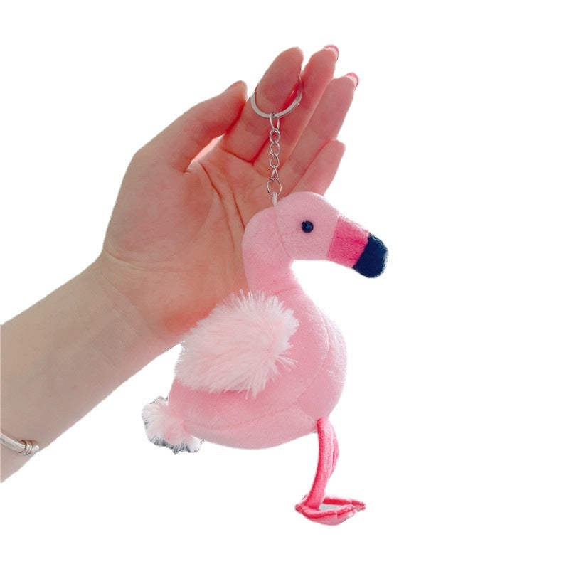 Flamingo Plush Keychain Pendant - Cute Animal Cotton Bag Charm