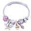 Cute Animal Opal Inlay Stainless Steel Adjustable Cuff Bracelet with Crystal Butterfly Tassel Beads