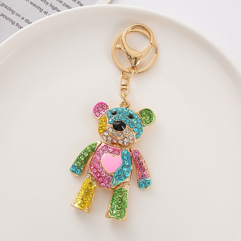 Cute Colorful Bear Alloy Keychain Pendant for Bags and Cars