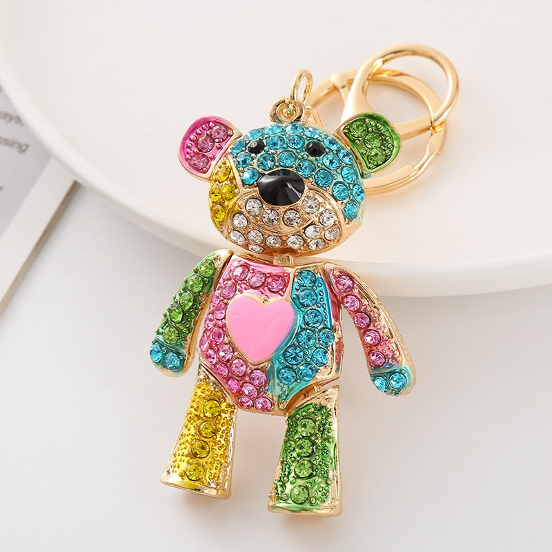 Cute Colorful Bear Alloy Keychain Pendant for Bags and Cars