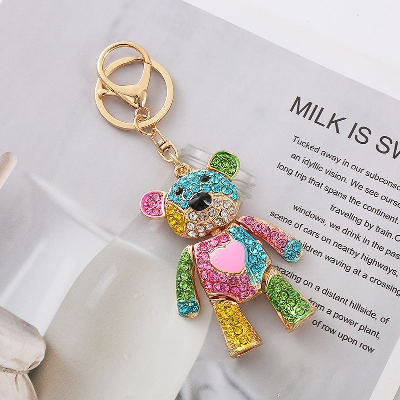 Cute Colorful Bear Alloy Keychain Pendant for Bags and Cars