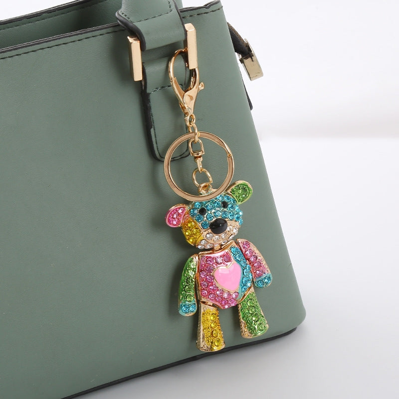 Cute Colorful Bear Alloy Keychain Pendant for Bags and Cars