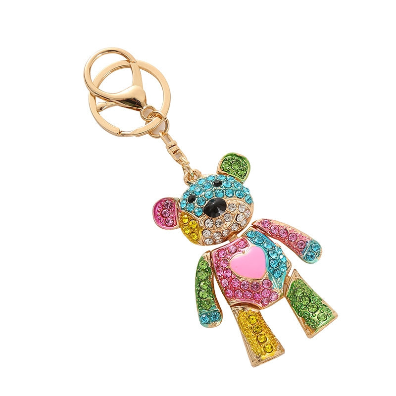 Cute Colorful Bear Alloy Keychain Pendant for Bags and Cars