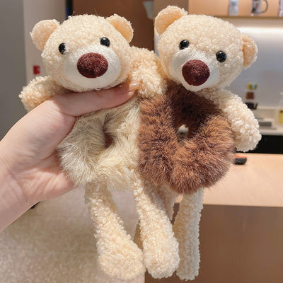 Cute Bear Plush Hair Tie and Headband Set