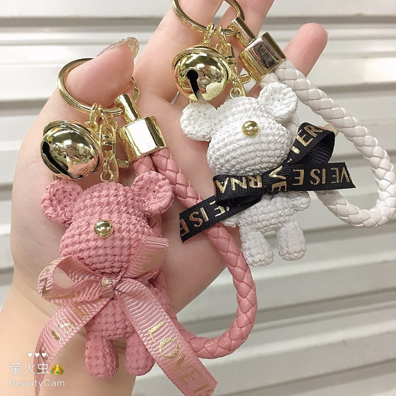 Cute Bear Resin Metal Keychain Pendant for Bags