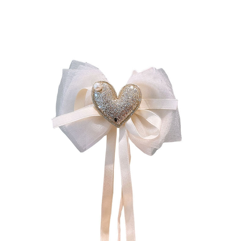 Cute Bow Knot Lace Mesh Sequin Hair Clip for Girls