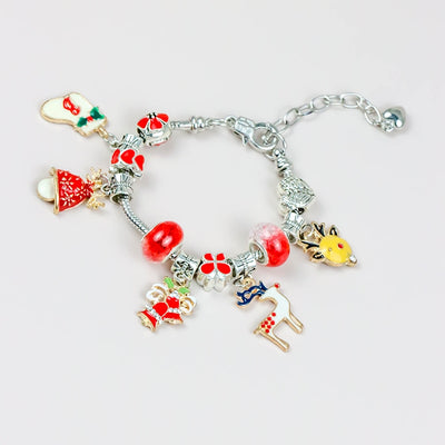 Cute Cartoon Christmas Tree Elk Alloy Enamel Unisex DIY Bracelet