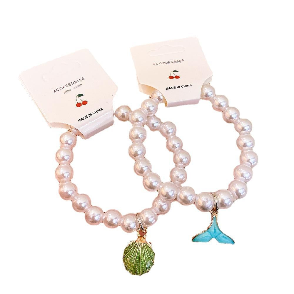 Cute Cartoon Character Acrylic Beaded Kid's Pearl Princess Bracelet - Ocean Wind Alloy Student Jewelry