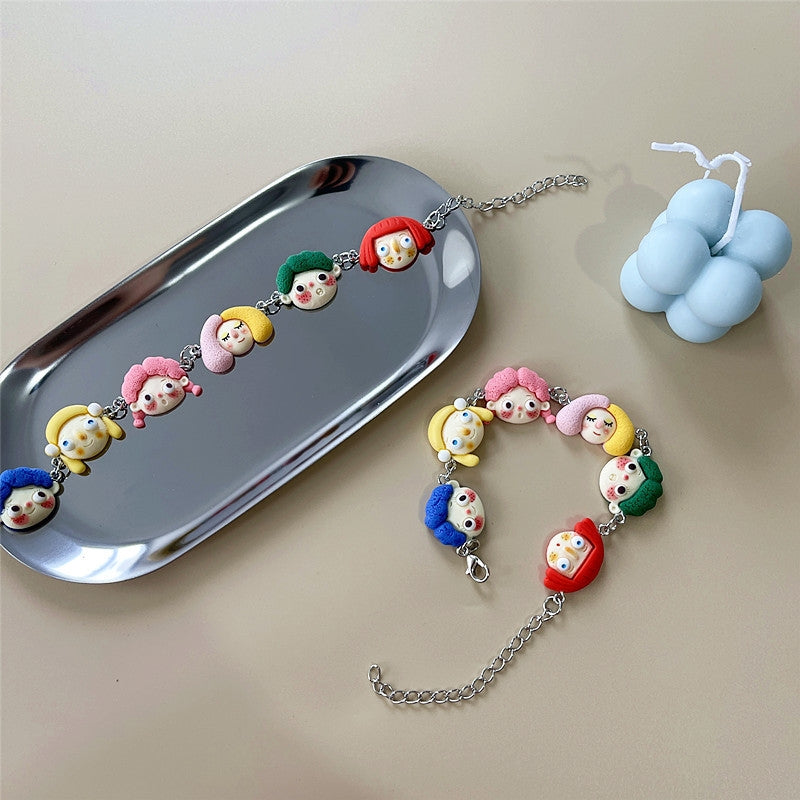 Cute Cartoon Resin Bracelet - Japanese Harajuku Style 3D Noodle Head Design