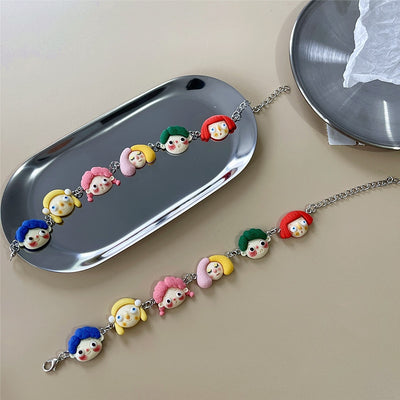 Cute Cartoon Resin Bracelet - Japanese Harajuku Style 3D Noodle Head Design