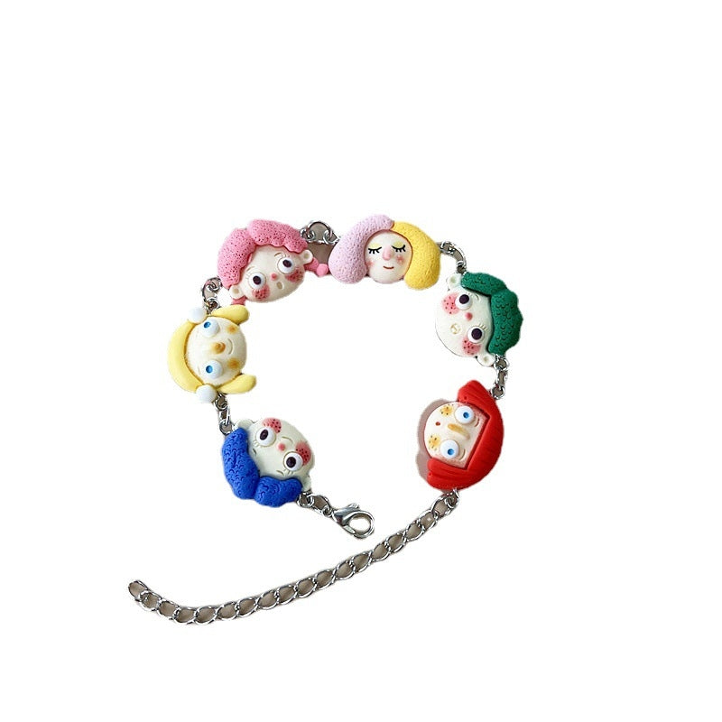 Cute Cartoon Resin Bracelet - Japanese Harajuku Style 3D Noodle Head Design