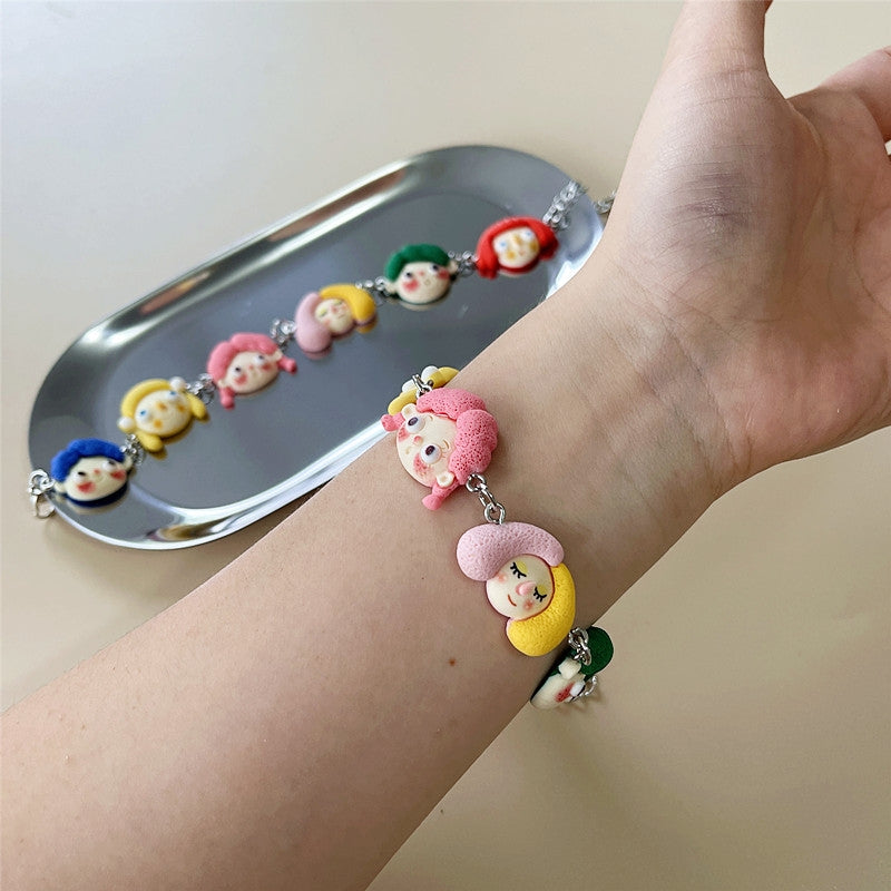 Cute Cartoon Resin Bracelet - Japanese Harajuku Style 3D Noodle Head Design