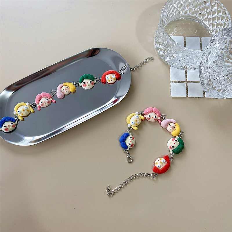 Cute Cartoon Resin Bracelet - Japanese Harajuku Style 3D Noodle Head Design