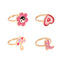 Cute Cartoon Enamel Ring Set with Flower and Mushroom Design