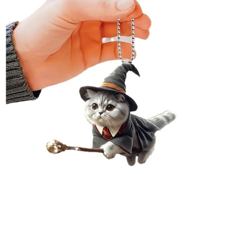 Cute Cat Acrylic Bag and Rearview Mirror Pendant Decoration