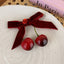 Cherry Velvet Bowknot Hair Clip