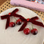 Cherry Velvet Bowknot Hair Clip