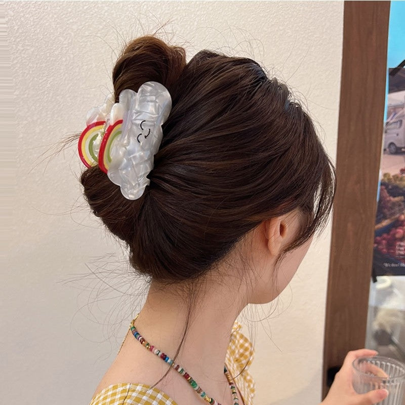 Clouds Rainbow Acrylic Hair Claw Clip - Women's Hair Accessories