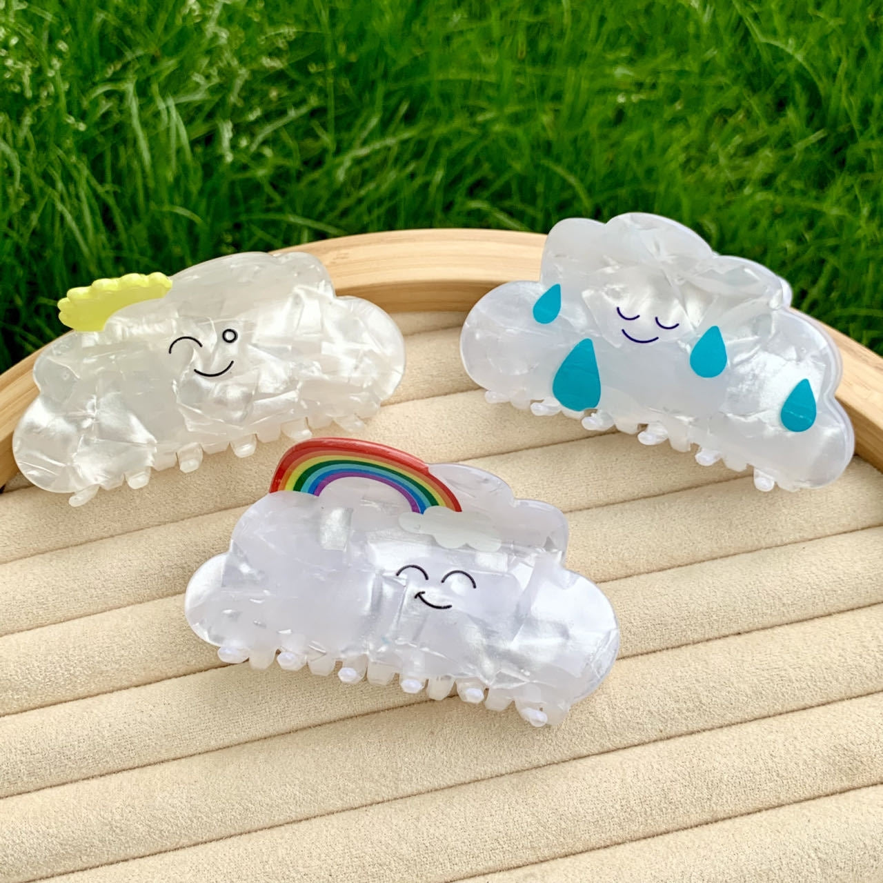 Clouds Rainbow Acrylic Hair Claw Clip - Women's Hair Accessories