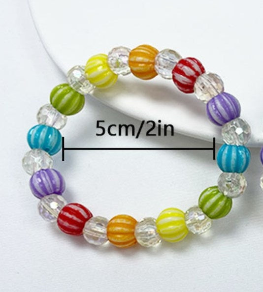 Colorful Acrylic Watermelon and Pumpkin Beaded Bracelet for Kids