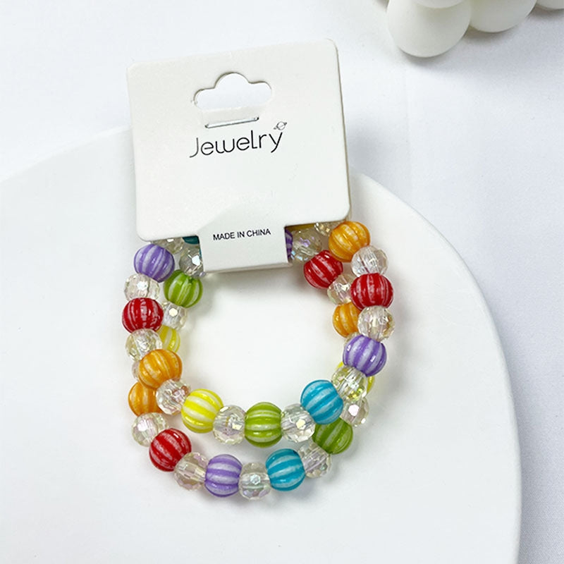 Colorful Acrylic Watermelon and Pumpkin Beaded Bracelet for Kids