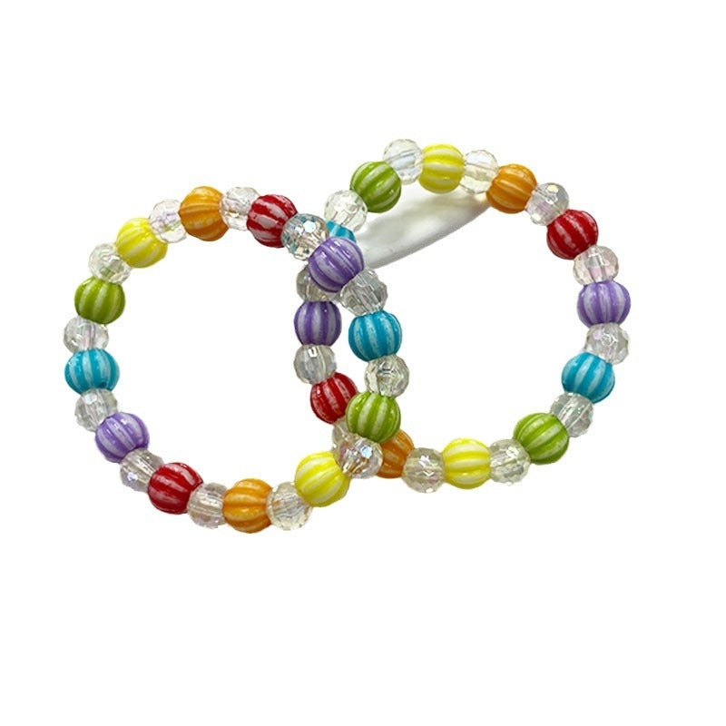 Colorful Acrylic Watermelon and Pumpkin Beaded Bracelet for Kids