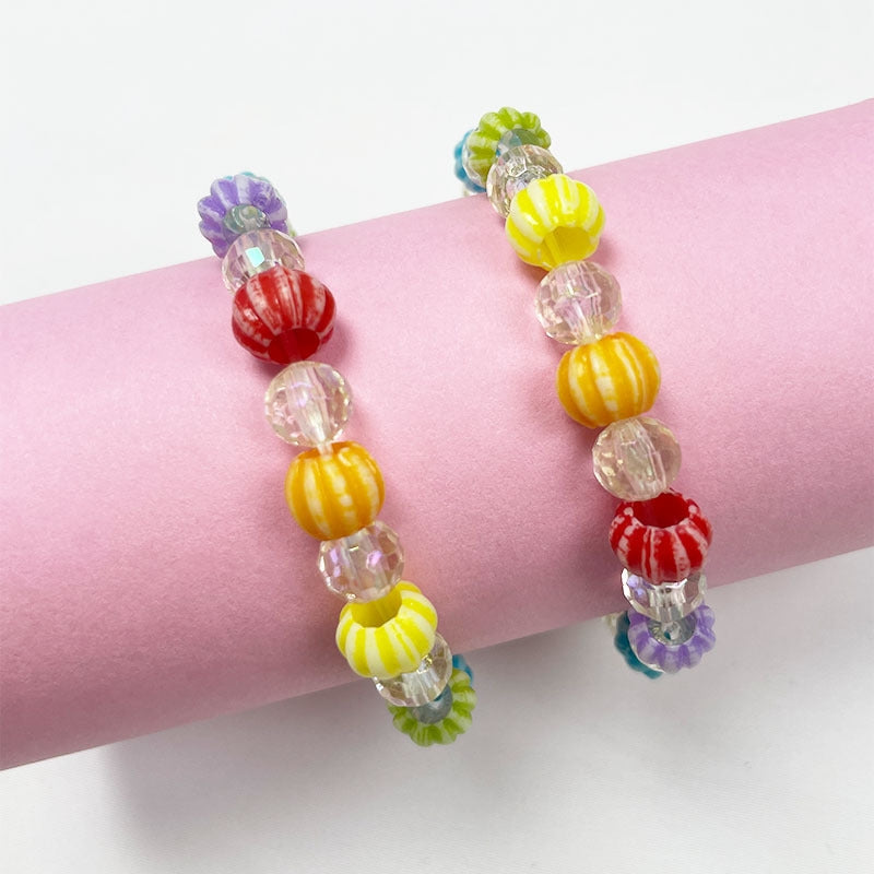 Colorful Acrylic Watermelon and Pumpkin Beaded Bracelet for Kids