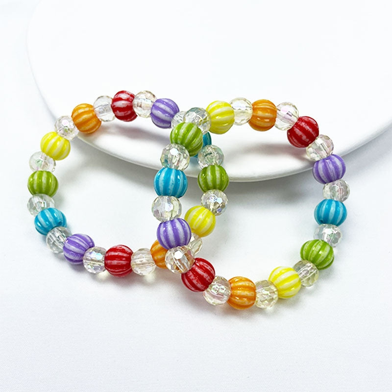 Colorful Acrylic Watermelon and Pumpkin Beaded Bracelet for Kids