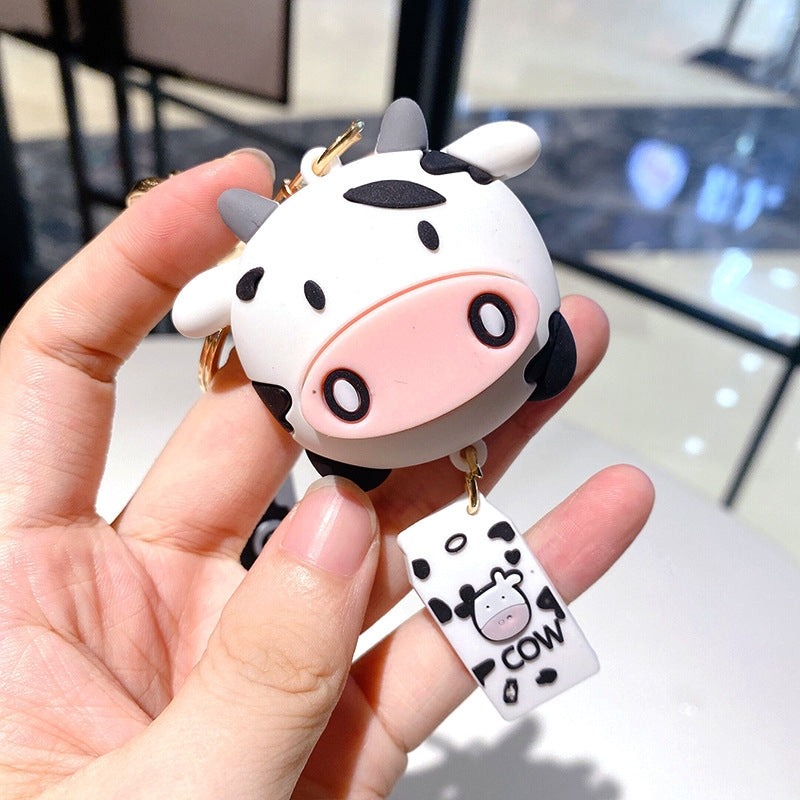 Cute Cow Silicone Keychain Pendant for Bags and Cars