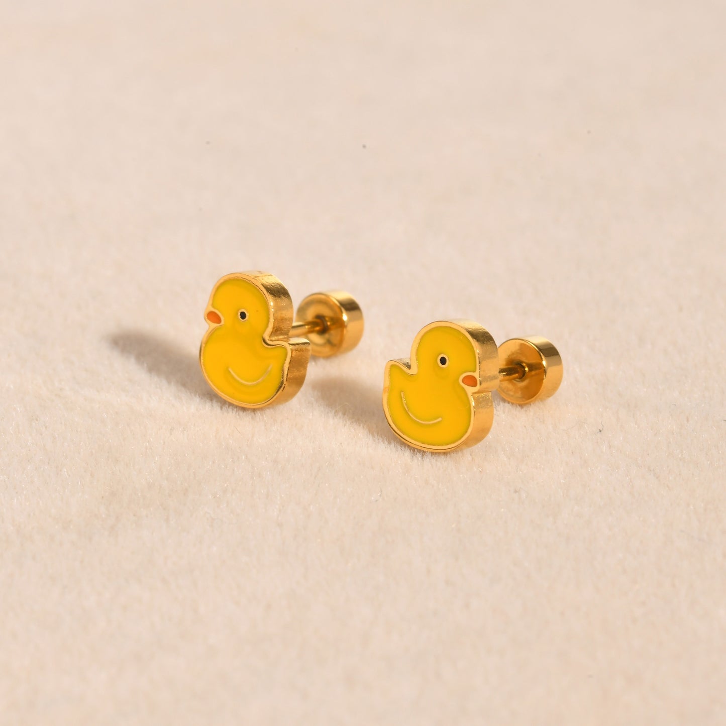 Cute Yellow Duck Epoxy Stainless Steel Stud Earrings for Women