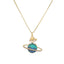 Cute Planet Zircon Inlay Copper Pendant Necklace