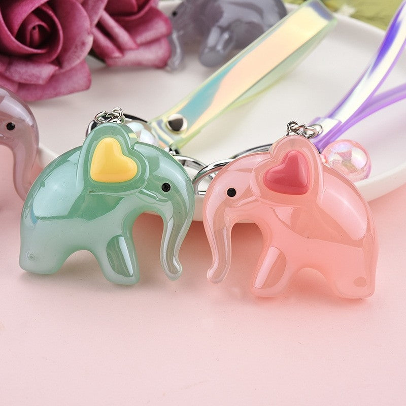 Acrylic Cartoon Elephant Keychain Pendant for Women's Bag