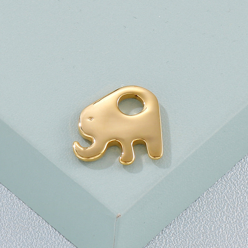Elephant Pendant Stainless Steel Jewelry - Mirror Polished Hollow Design, Titanium Steel Animal Series Gold Plated Accessories