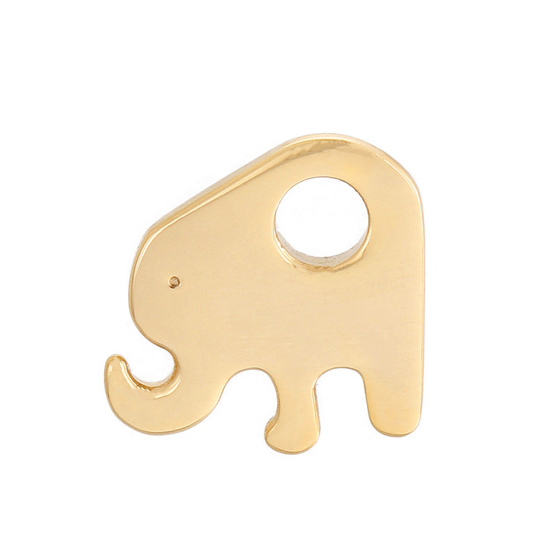 Elephant Pendant Stainless Steel Jewelry - Mirror Polished Hollow Design, Titanium Steel Animal Series Gold Plated Accessories