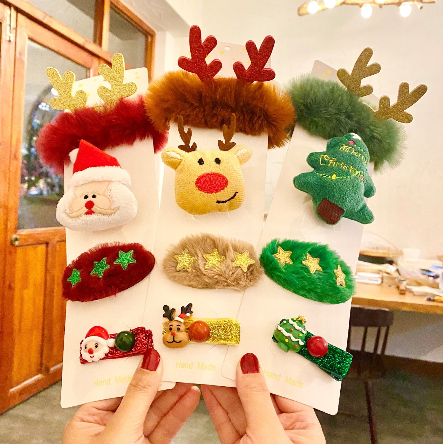 Cute Elk Hair Clip and Christmas Hair Accessory Set - 4 Piece Gift Set