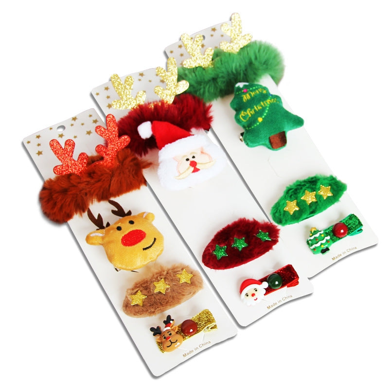 Cute Elk Hair Clip and Christmas Hair Accessory Set - 4 Piece Gift Set