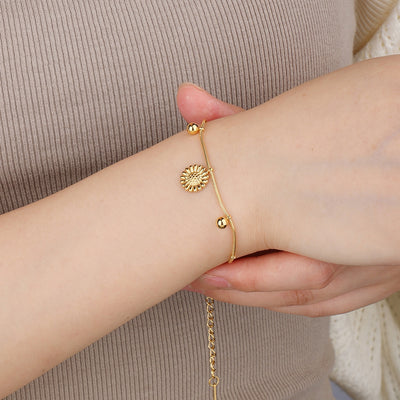 Cute Sunflower 18k Gold Stainless Steel Bracelet