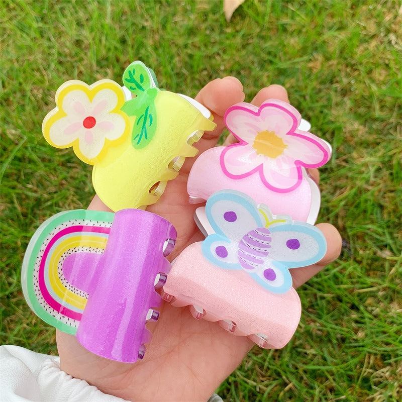 Cute Flower Butterfly Acrylic Hair Claw Clips for Kids