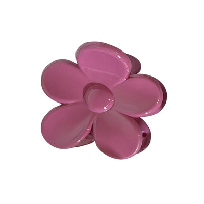 Cute Flower Shaped Pink Plastic Hair Claw Clip for Bangs and Side Hair