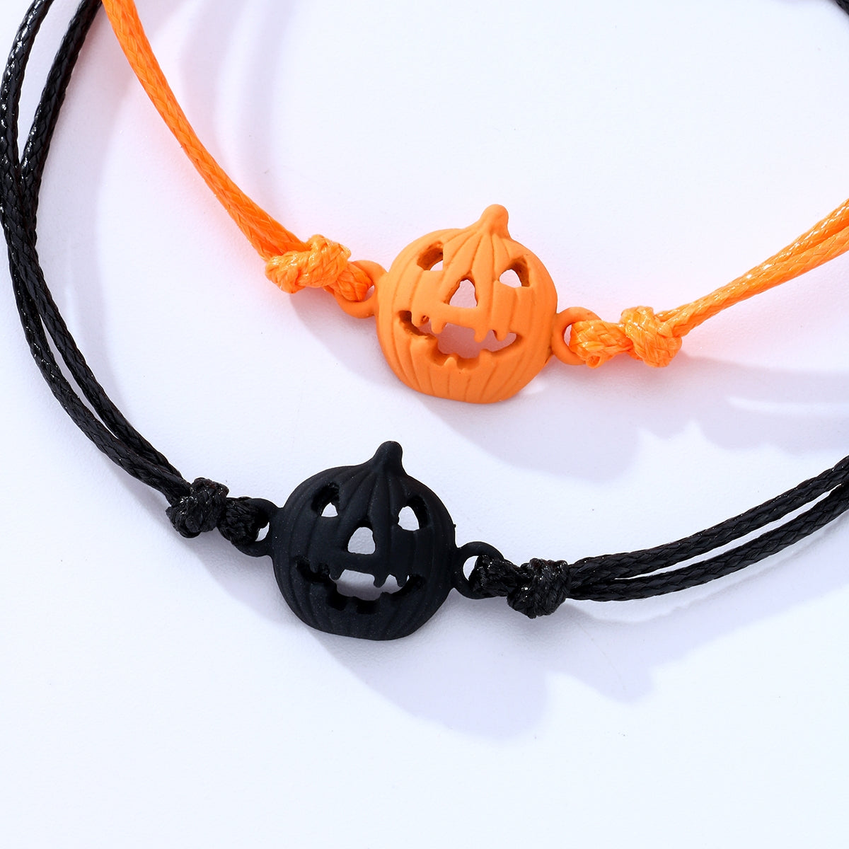 Cute Romantic Pumpkin Alloy Handmade Halloween Bracelets with Cartoon Pendants