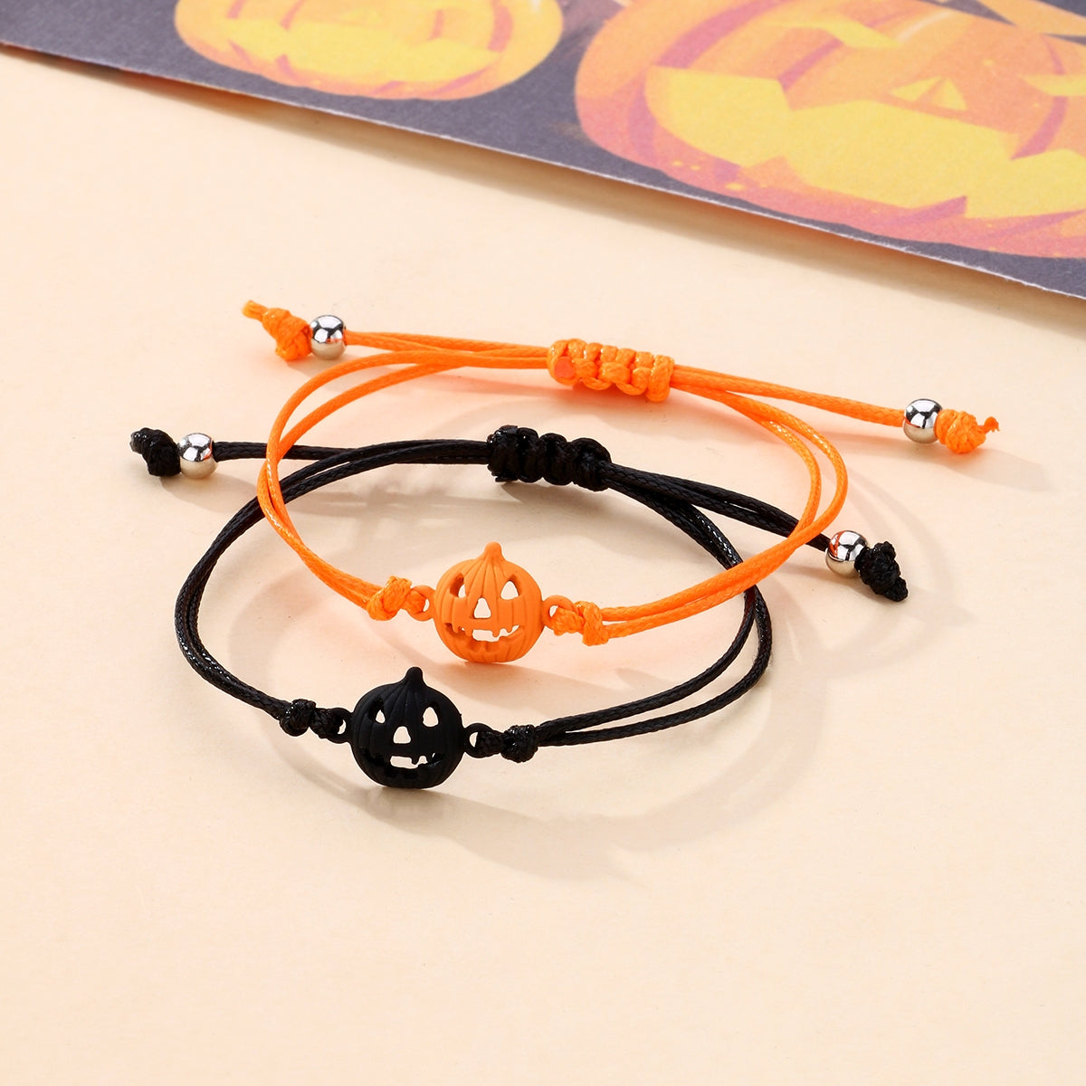 Cute Romantic Pumpkin Alloy Handmade Halloween Bracelets with Cartoon Pendants