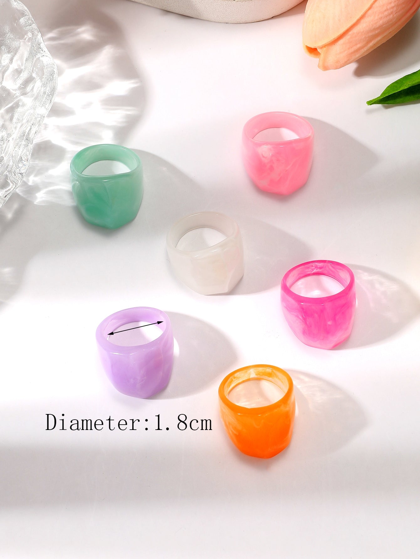 Colorful Geometric Acrylic Unisex Statement Rings