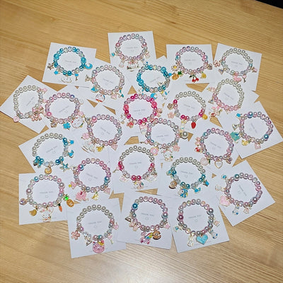 Gradient Color Children's Pearl Cartoon Beaded Bracelet - Kids Hand Accessories