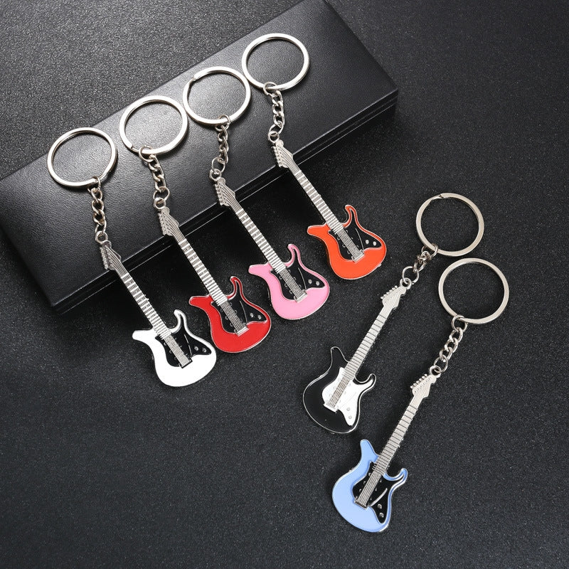 Cute Guitar Zinc Alloy Keychain with Custom Engraving