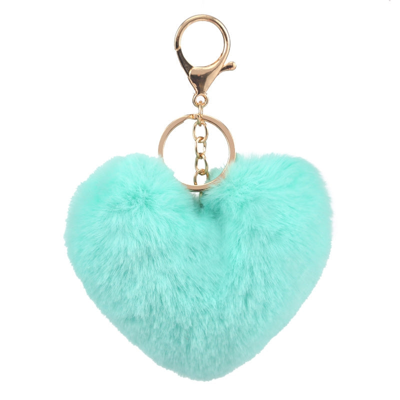 Cute Heart Shaped Plush Keychain for Bags and Cars