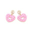 Cute Heart Shaped Enamel Pearl Drop Earrings for Women