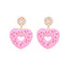 Cute Heart Shaped Enamel Pearl Drop Earrings for Women