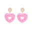 Cute Heart Shaped Enamel Pearl Drop Earrings for Women